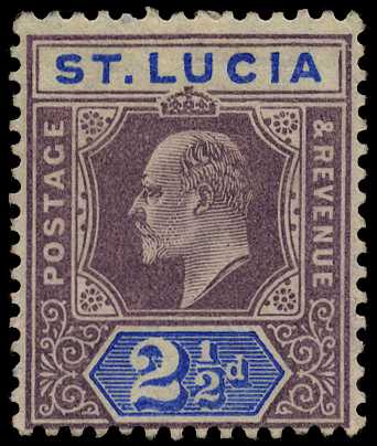 1904 2½d dull purple and ultramarine with R1/3...
