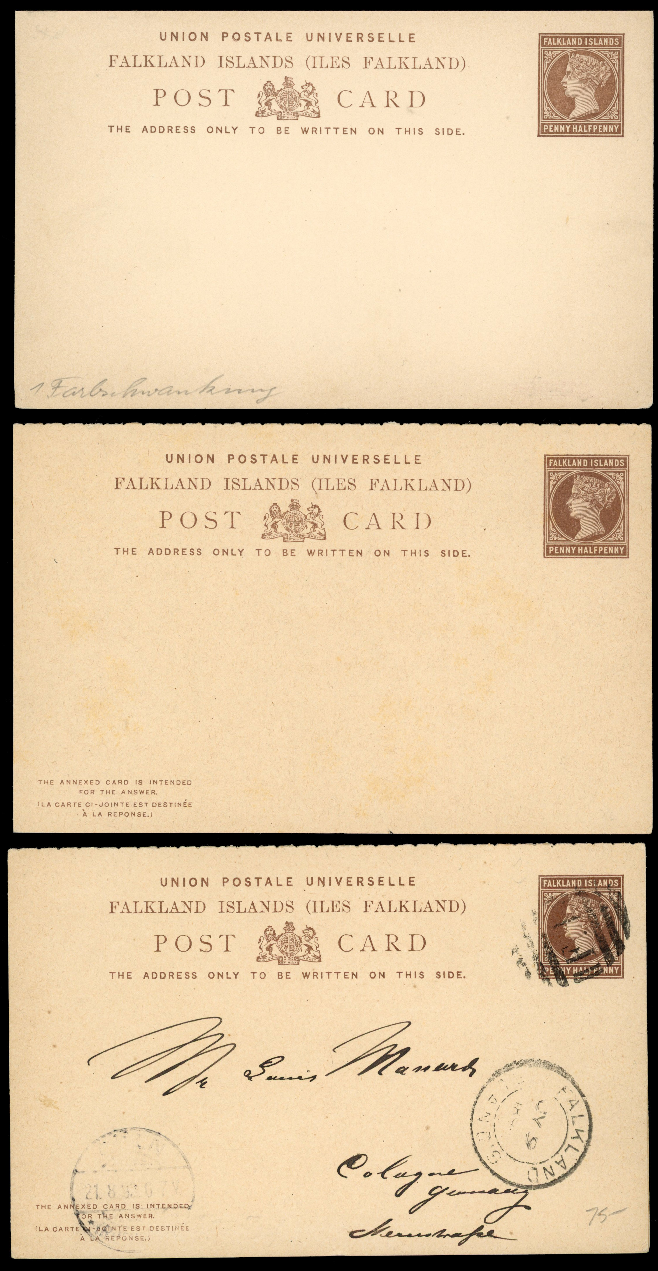 † Falkland Islands QV postal stationery group