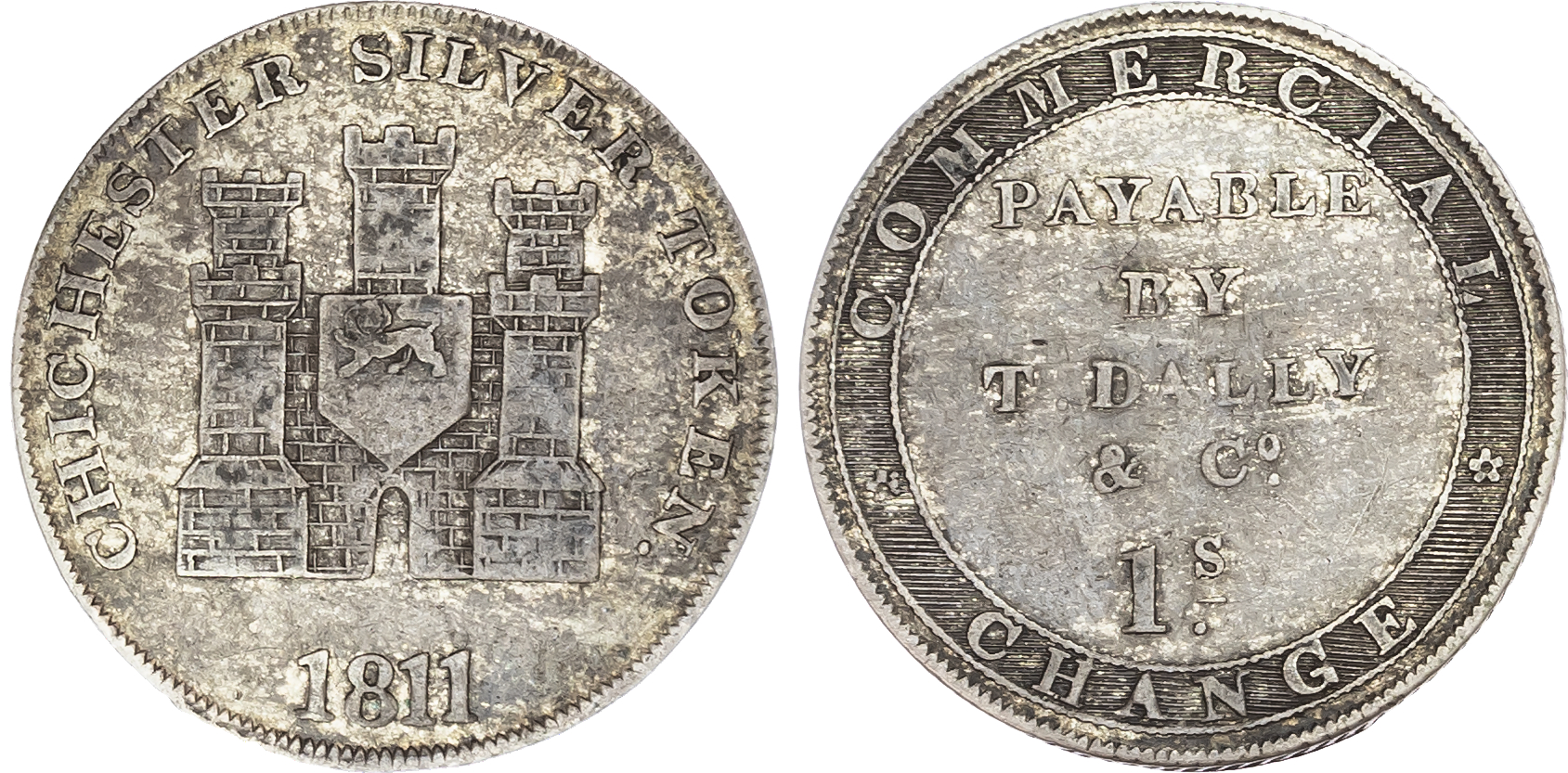 Sussex, Chichester. B. & J. Caffin et al, silver shillings, 1811 (2) (D. 8; D. 10). 