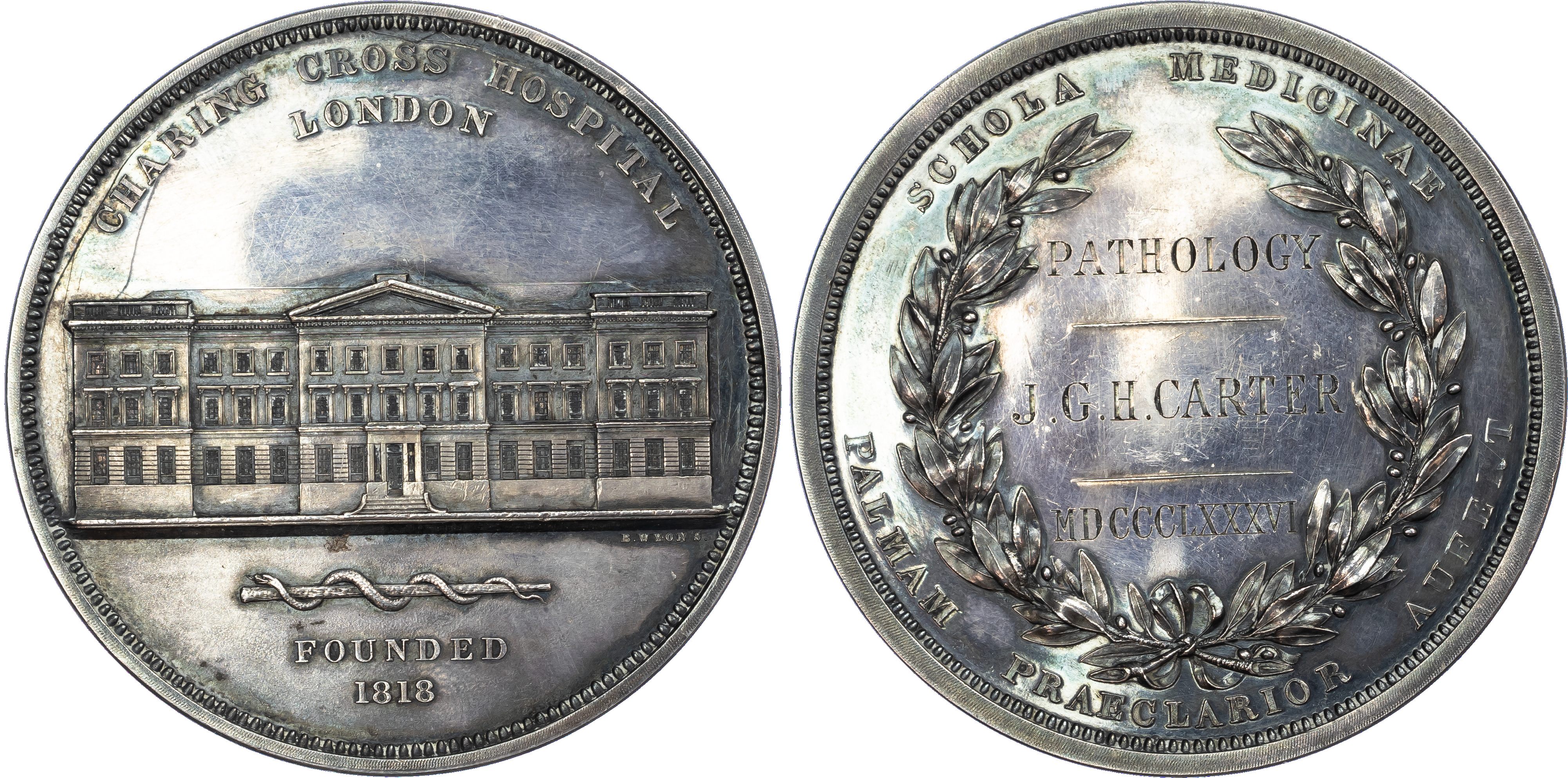 Charing Cross Hospital, London, silver prize medal