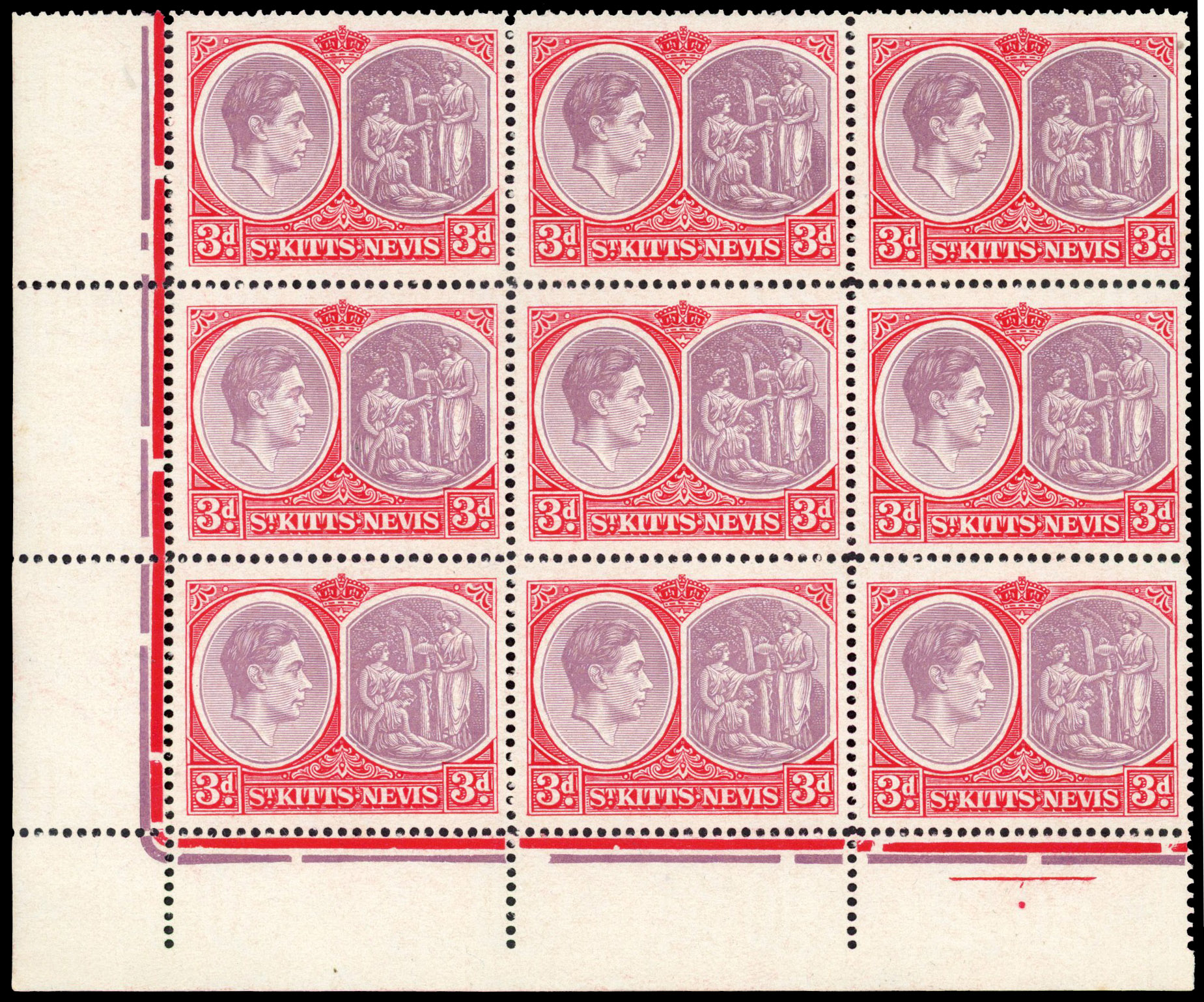 St Kitts-Nevis SG 73b block mint