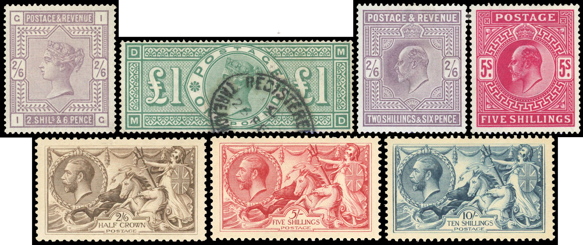 Great Britain QV-KGV mostly mint selection on stockcard