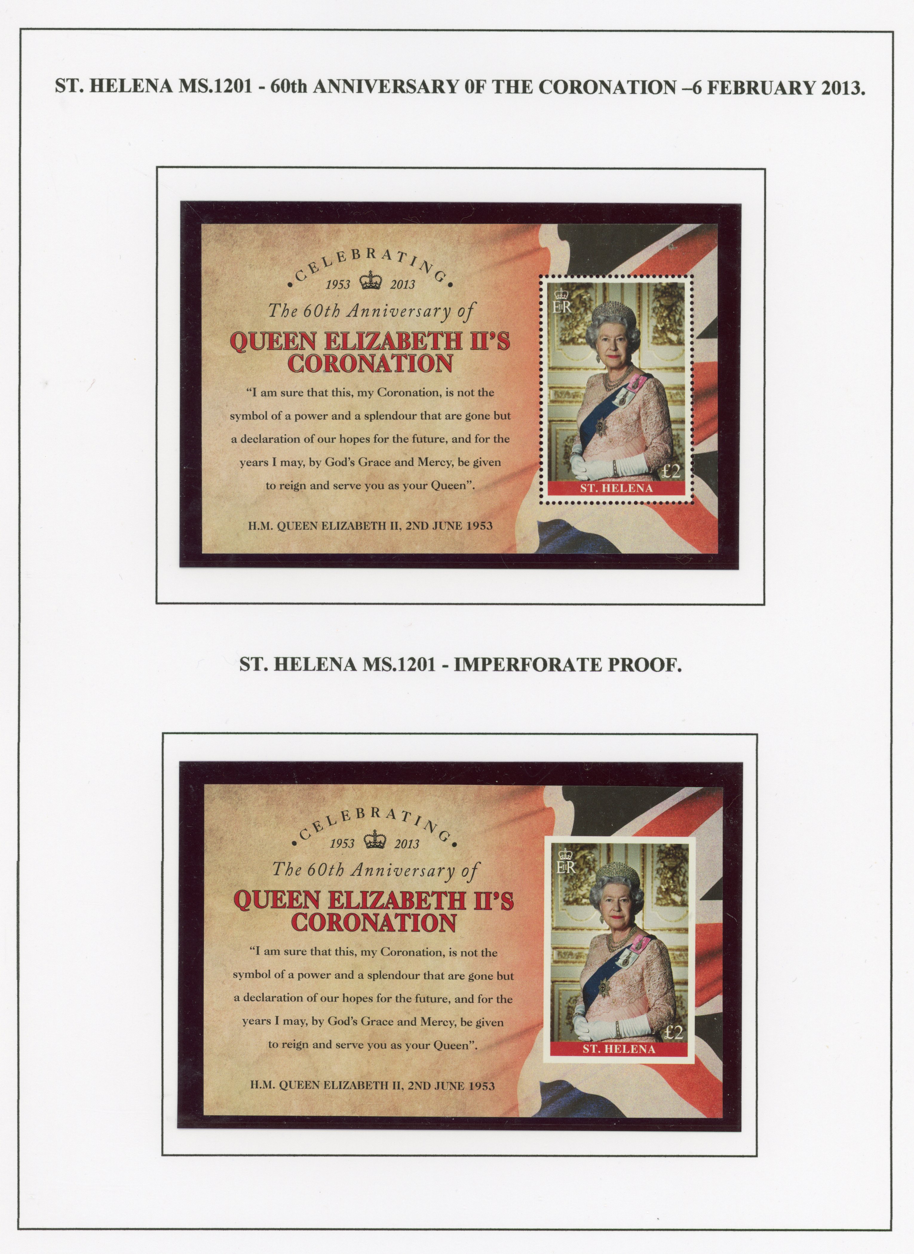 St Helena SG MS1201 imperforate proof