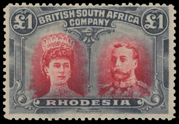 † £1 deep carmine and blue-black RSC E variant, position 2 Gash in Ear mint