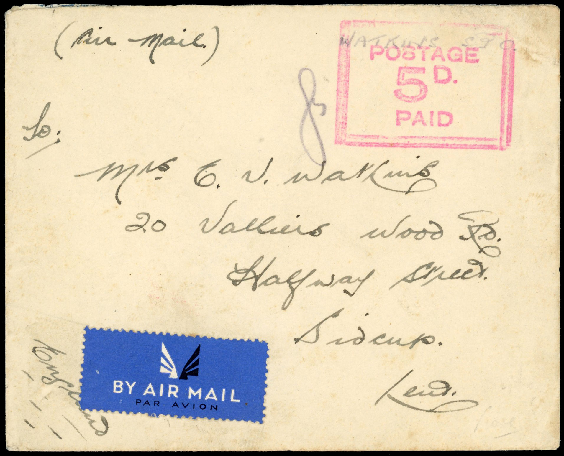 Hong Kong/Malta WW2 envelope to Kent