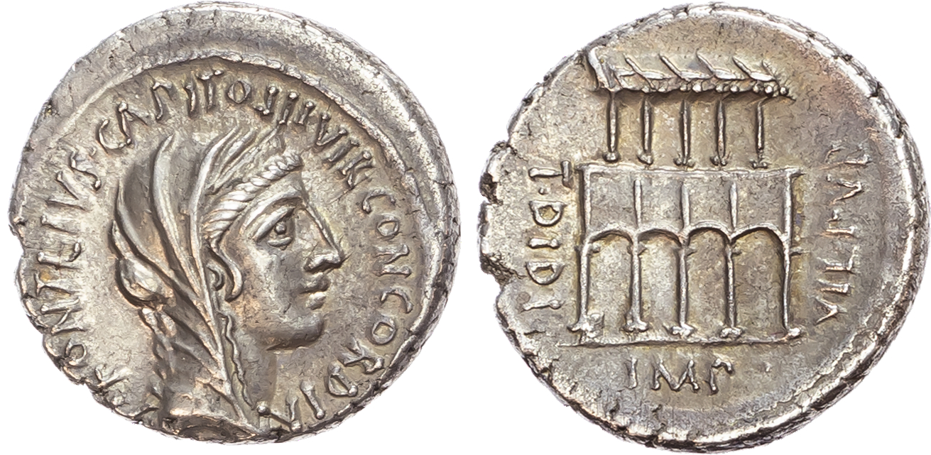 P. Fonteius P. f. Capito (55 BC) AR Denarius, mint of Rome, 3.87g.
