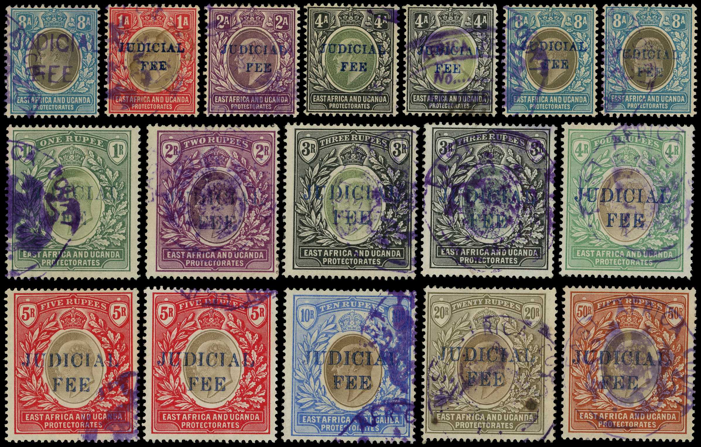 Judicial Fee: c.1905 1a to 50r group of...