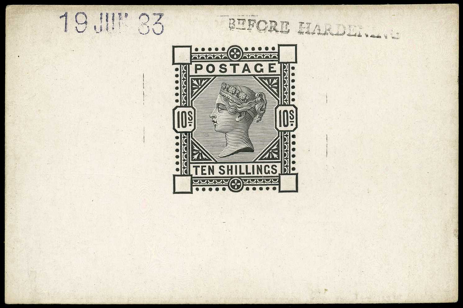 1883-84 10s die proof, printed in black on...