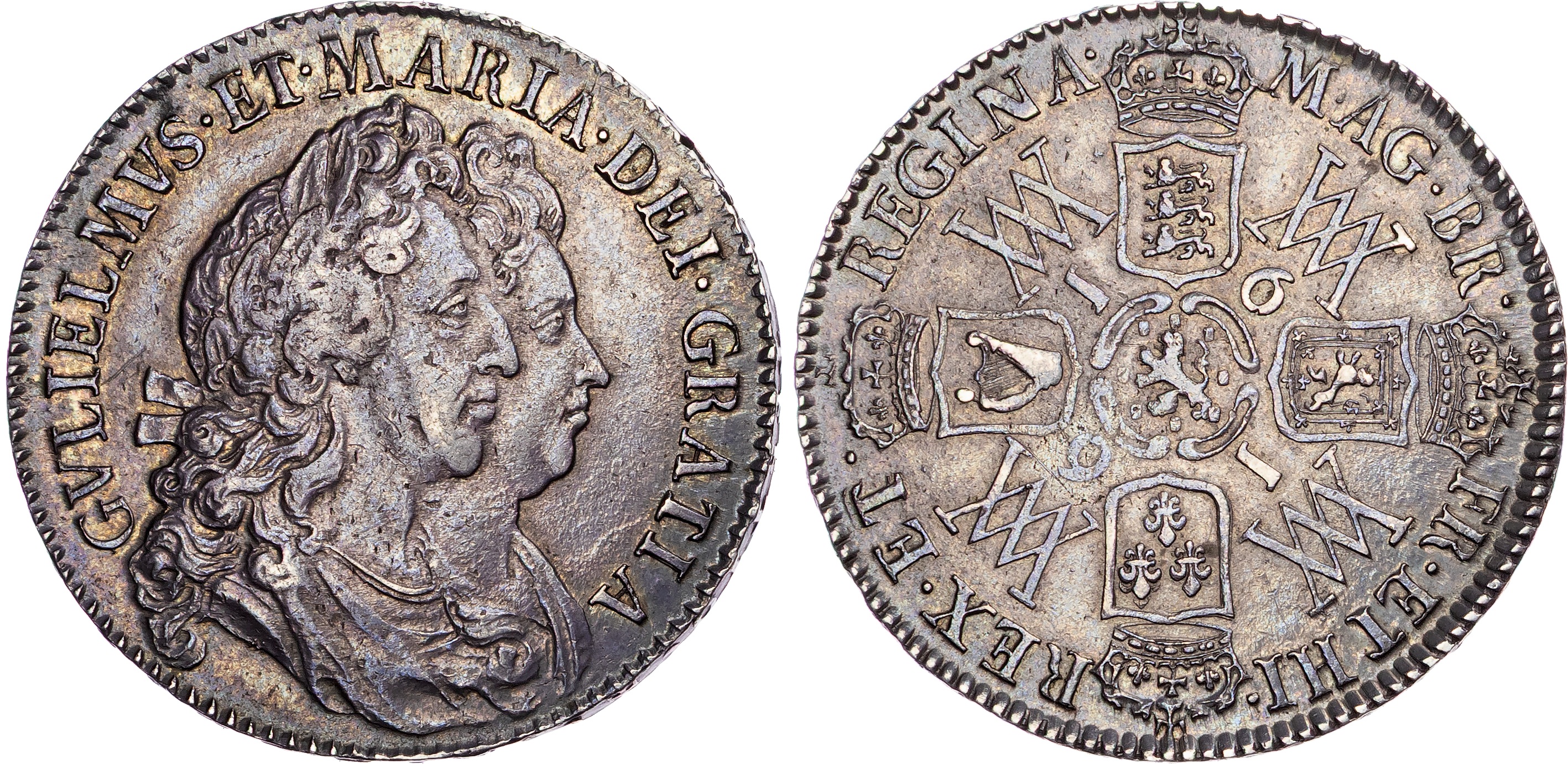 William and Mary (1689‐1694), AR Halfcrown, 1691 TERTIO.