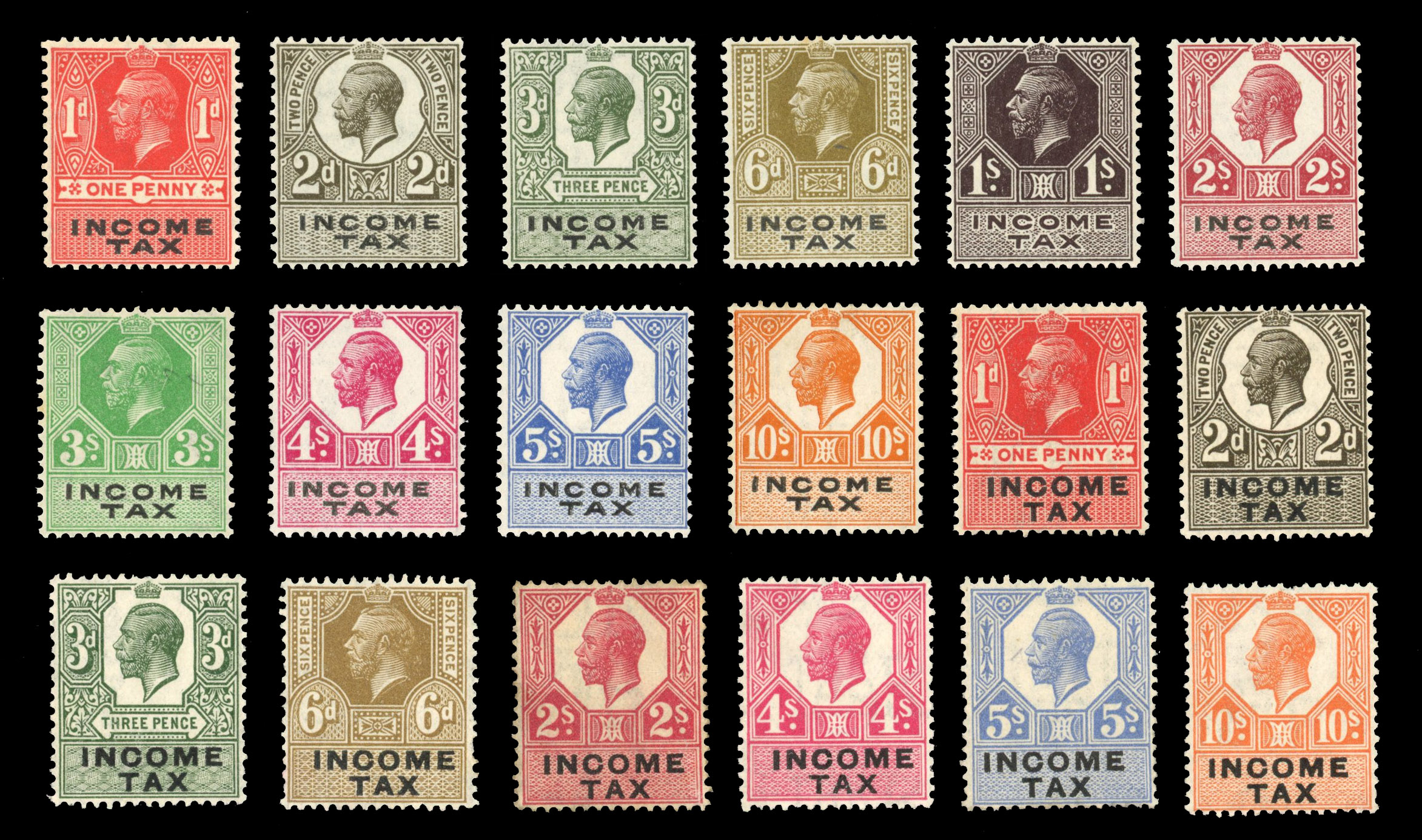 GB Income Tax 1914 and 1934 values mint