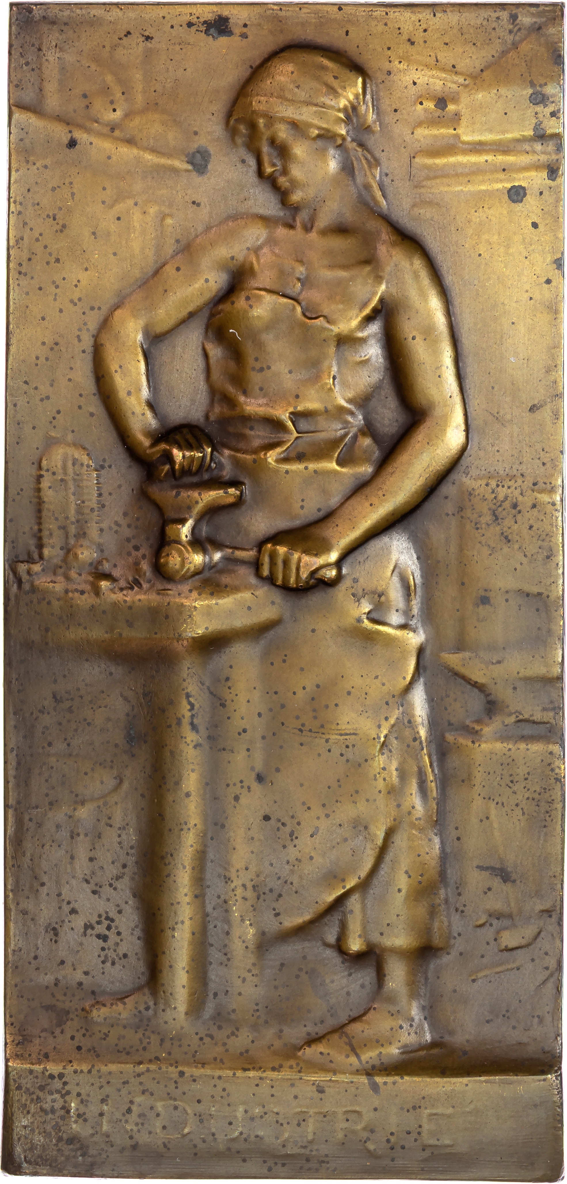 France, Industrie, AE uniface plaque (57x118mm) c 1900 by Rene Gregoire.