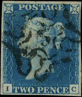 1840 2d Blue Pl.1 (IC) London No.3. MC