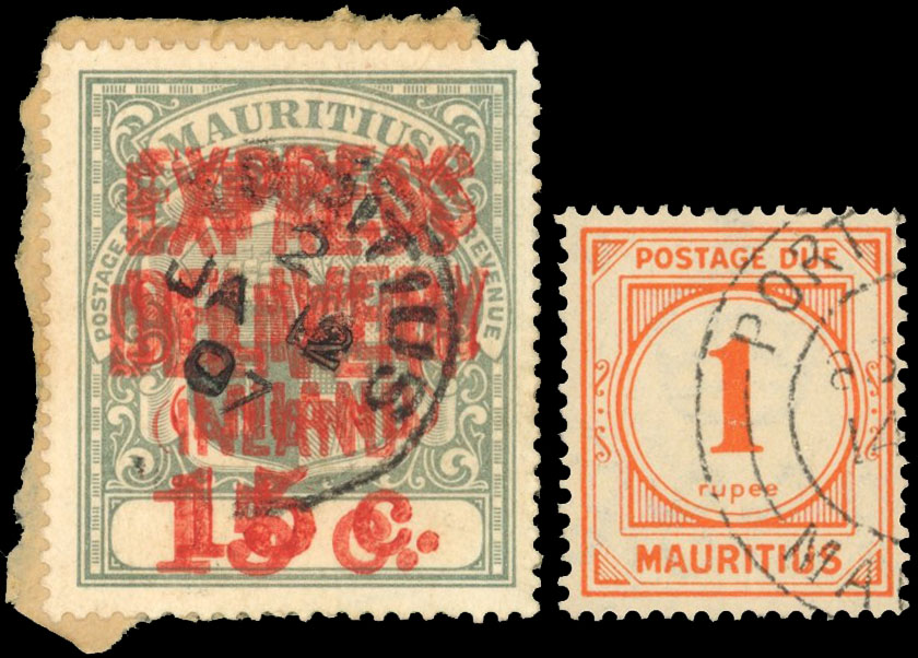 Mauritius SG E6c 1904 Express 15c surcharge double, one LNIAND used
