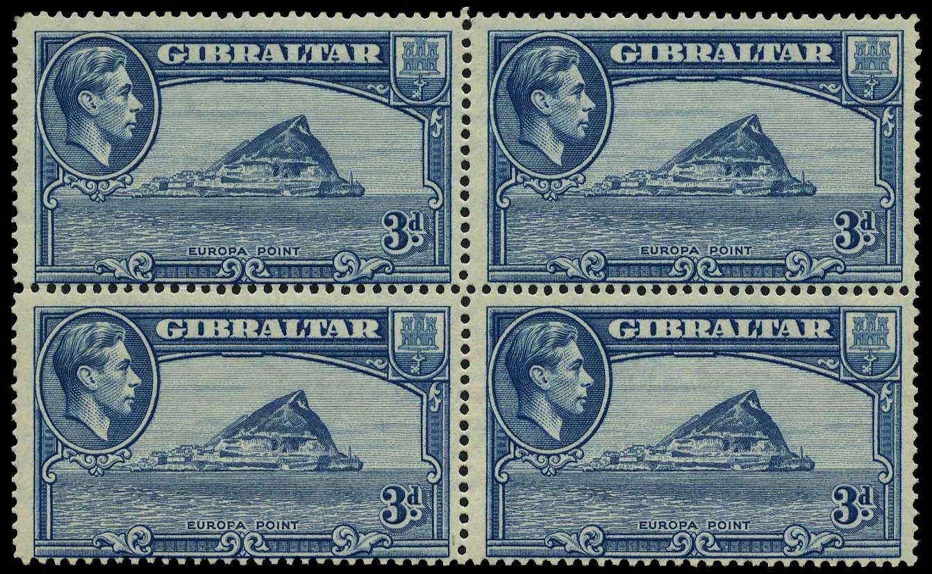 Gibraltar 1938 3d perf 14 block mint
