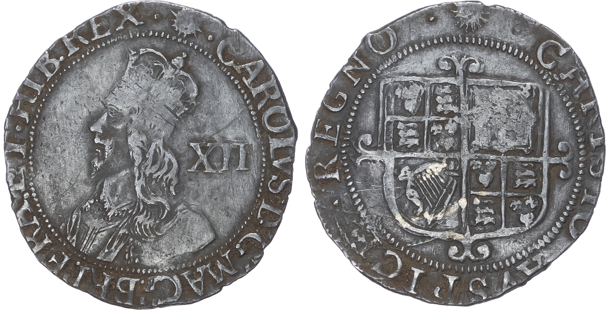 Charles I (1625-1649), Shilling, Tower mint under Parliament (1642-1649), seventh bust, mm. sun. 