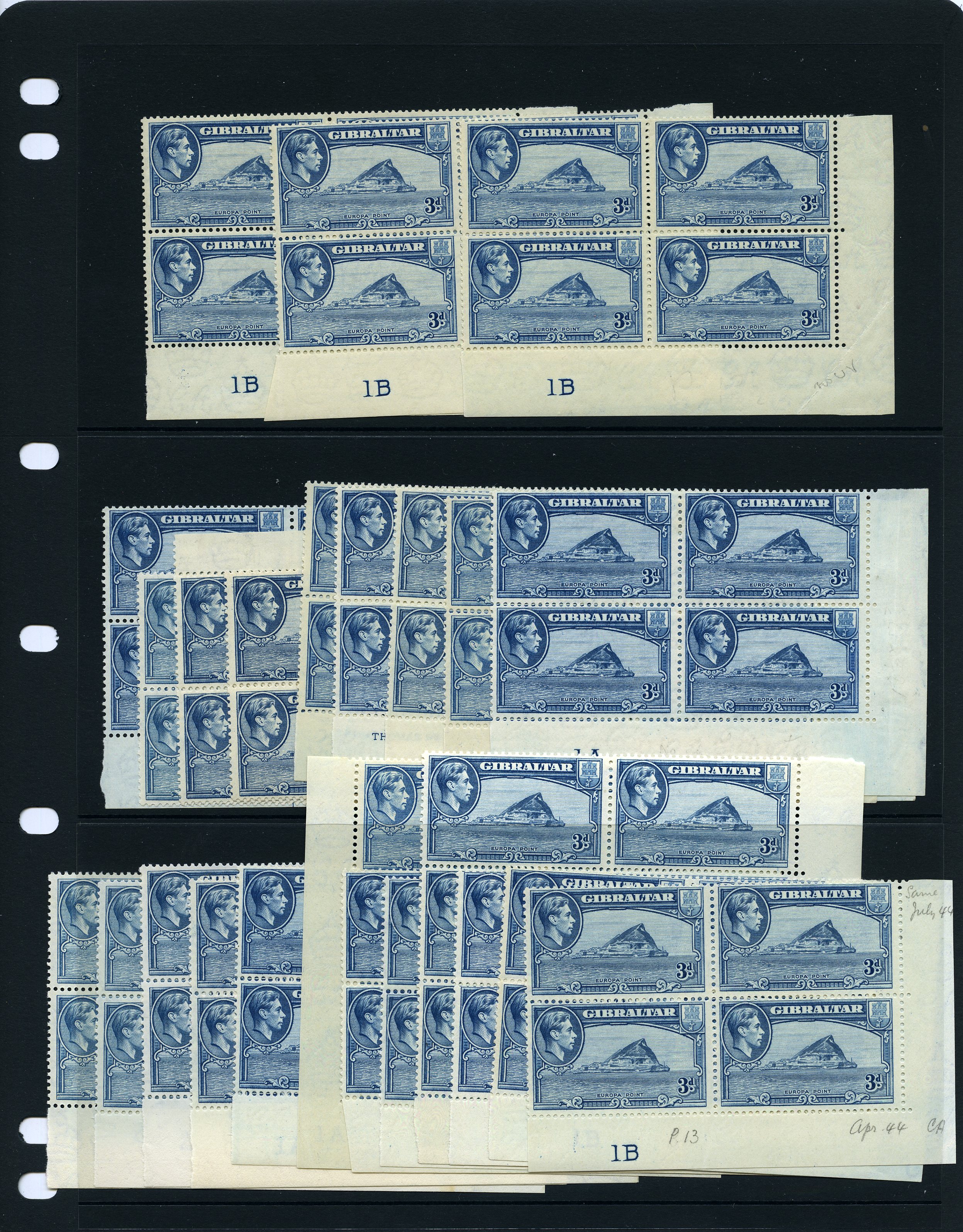 1938-51 3d blocks, mint, with the majority...