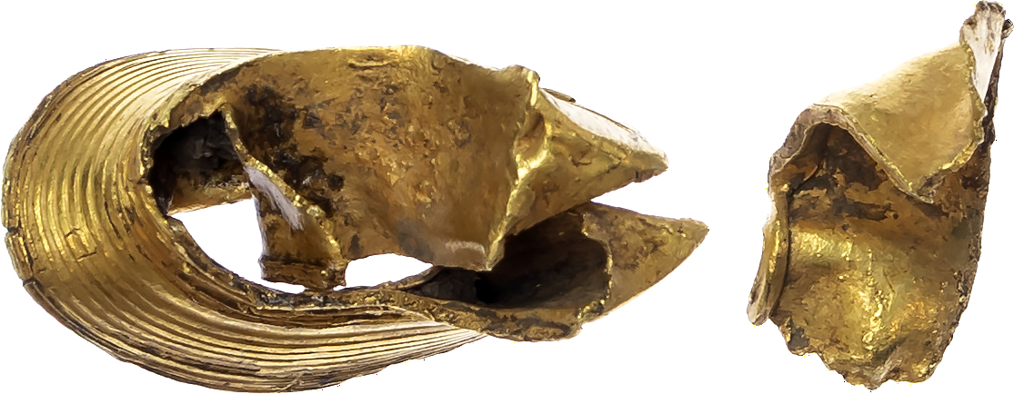 Bronze Age Britain (c. 1,000-800 BC) AV ‘lock-ring’, c. 80% gold. Approx. 21x11mm, 4.79g.