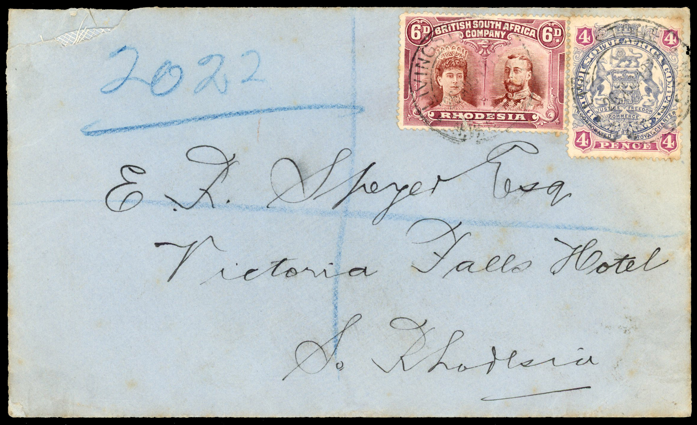 Rhodesia 1913 registered cover from Livingstone to Victoria Falls