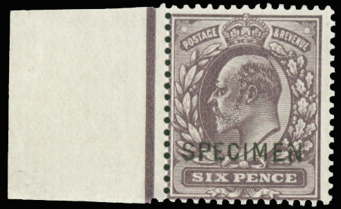 Great Britain 1902 6d Pale dull purple (O). Superb unmounted o.g. left hand marginal example printed by DLR, overp…