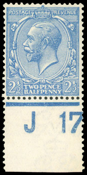1912-24 2½d milky blue, Spec. N21(6)