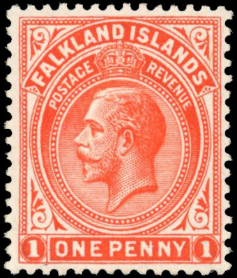 Falkland Is SG 61dx 1920 1d watermark reversed mint