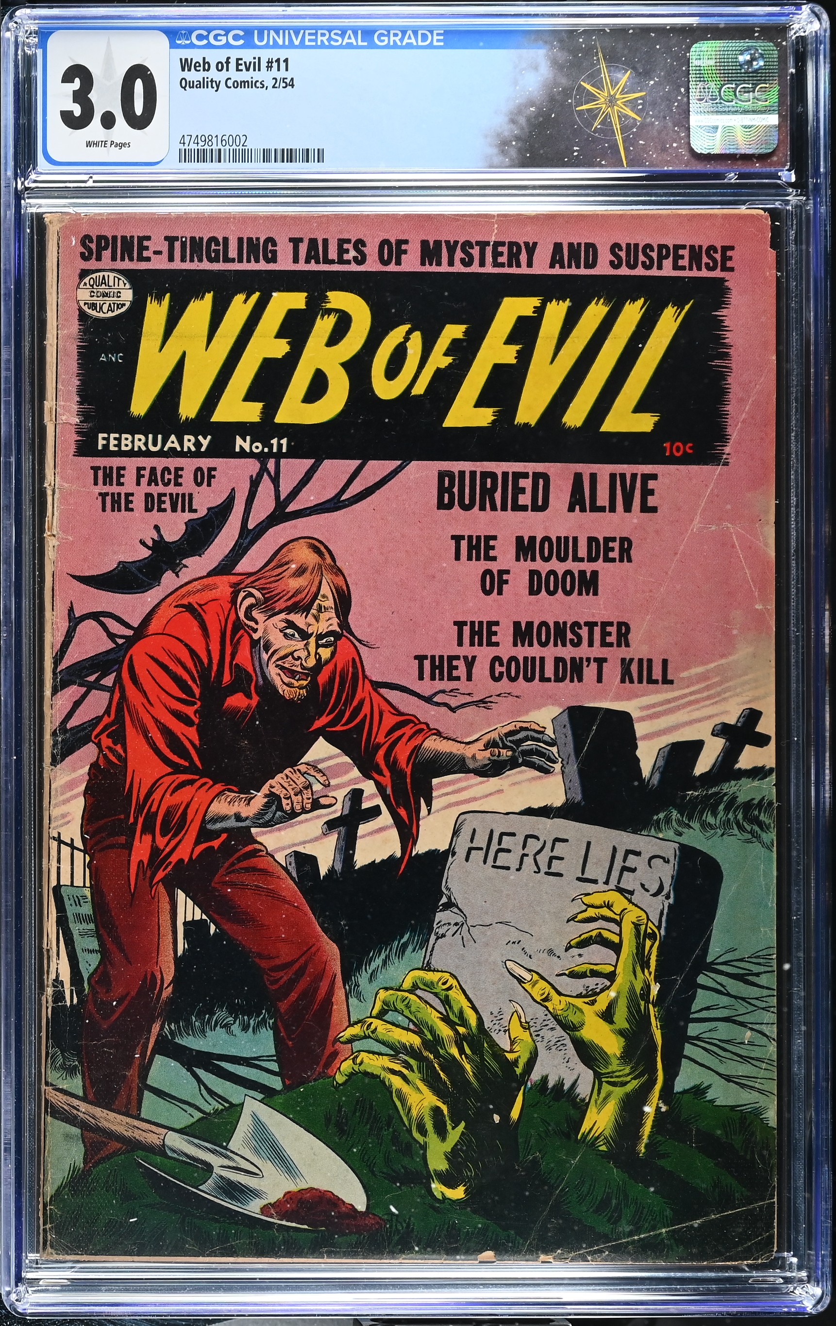 Web of Evil #11 CGC 3.0 (Quality Comics, 1954) White Pages