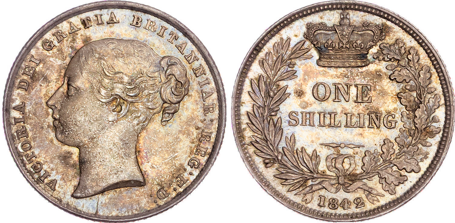 Victoria (1837-1901), AR Shilling, 1842, Type A³.