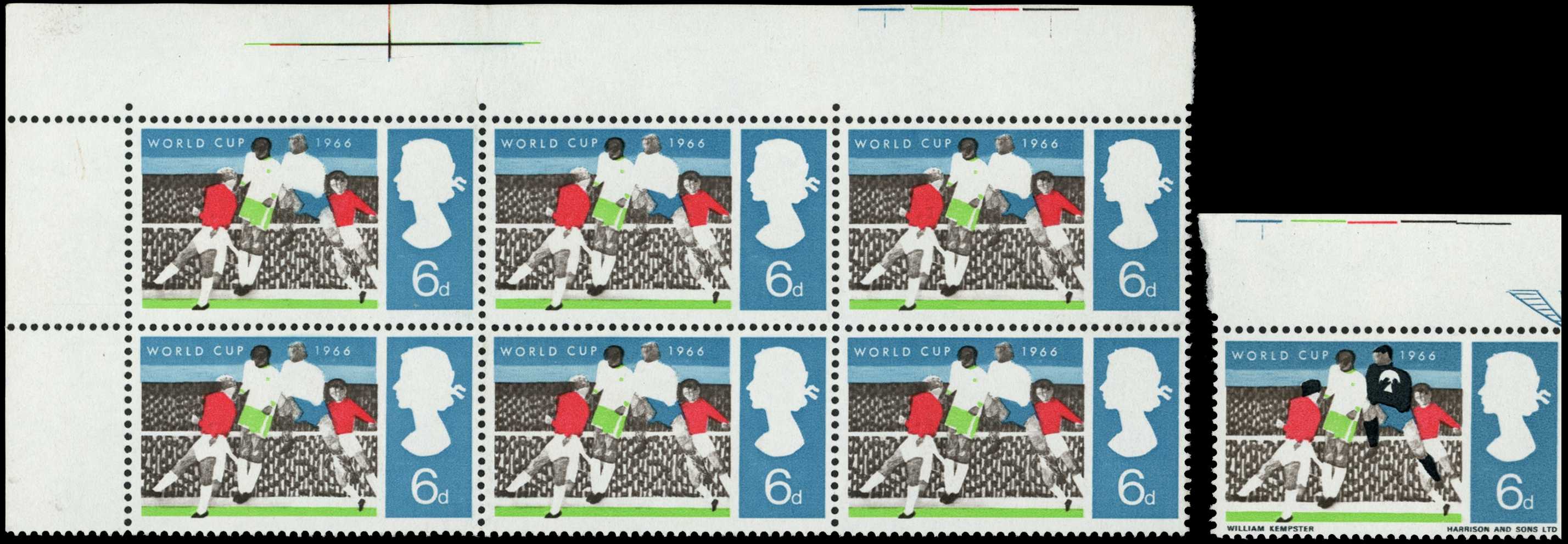 1966 World Cup 6d top marginal block of...