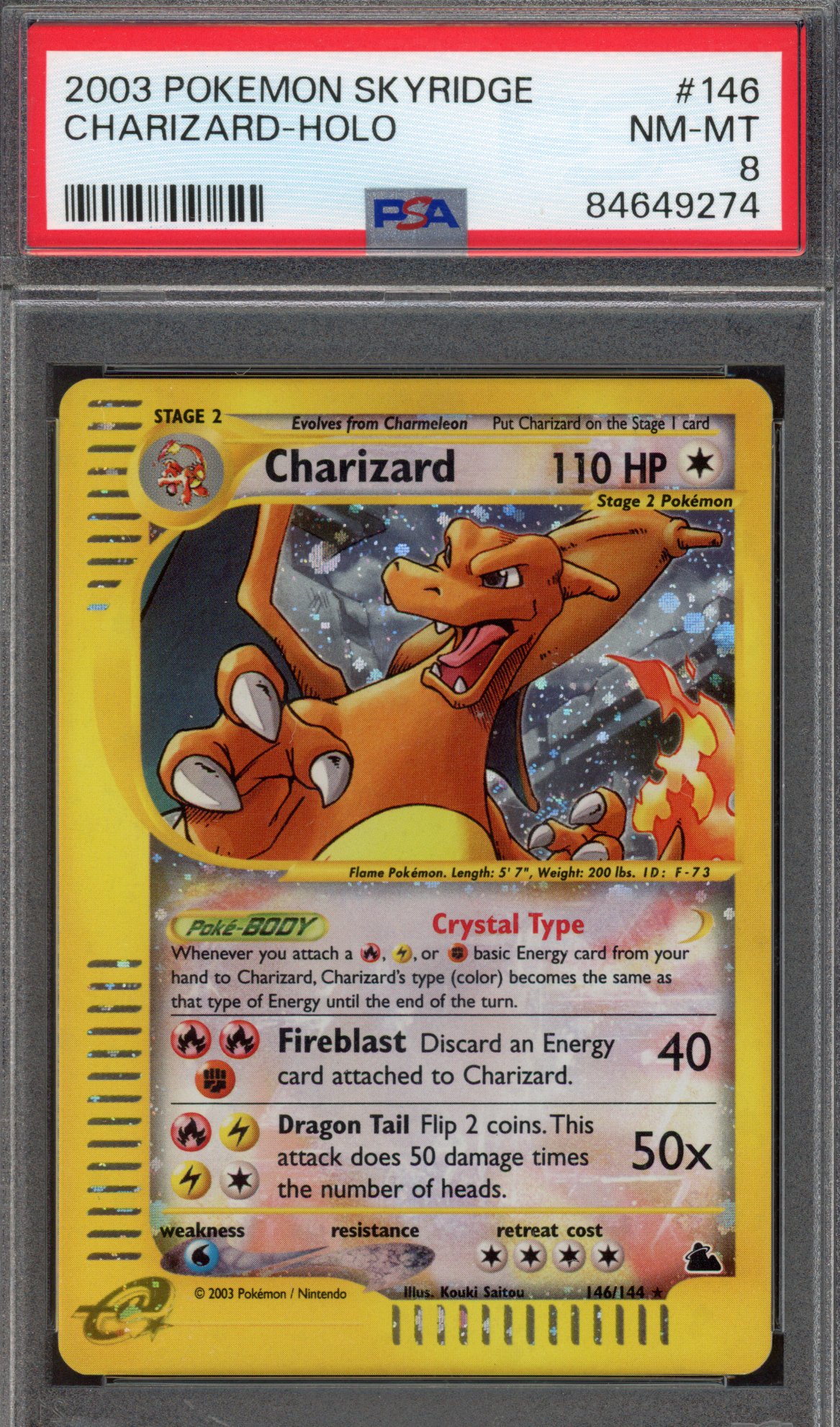 Pokémon TCG - PSA 8 'Crystal' Charizard - Holo #146 - Skyridge