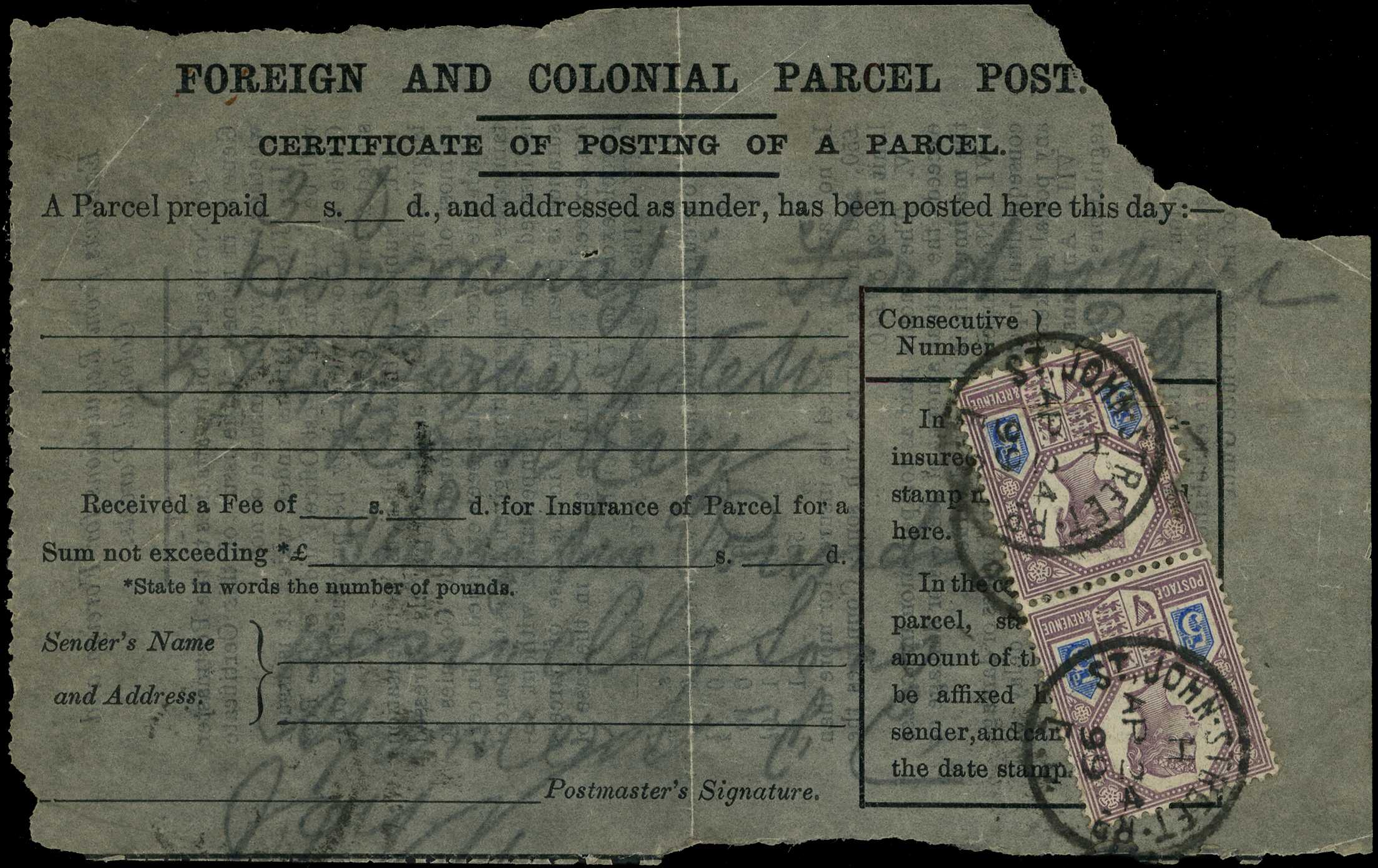Postal History. 1899 FOREIGN AND COLONIAL...