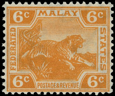 MALAYA FMS SG 63w 1922-34 Script 6c orange wmk right u/m