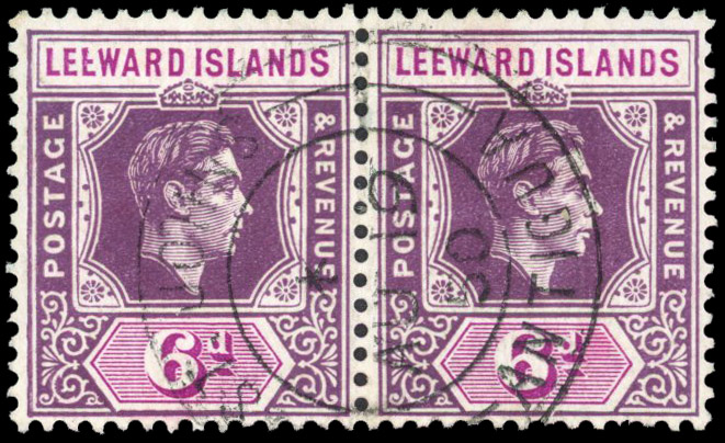 Leeward Islands SG 109ba pair used
