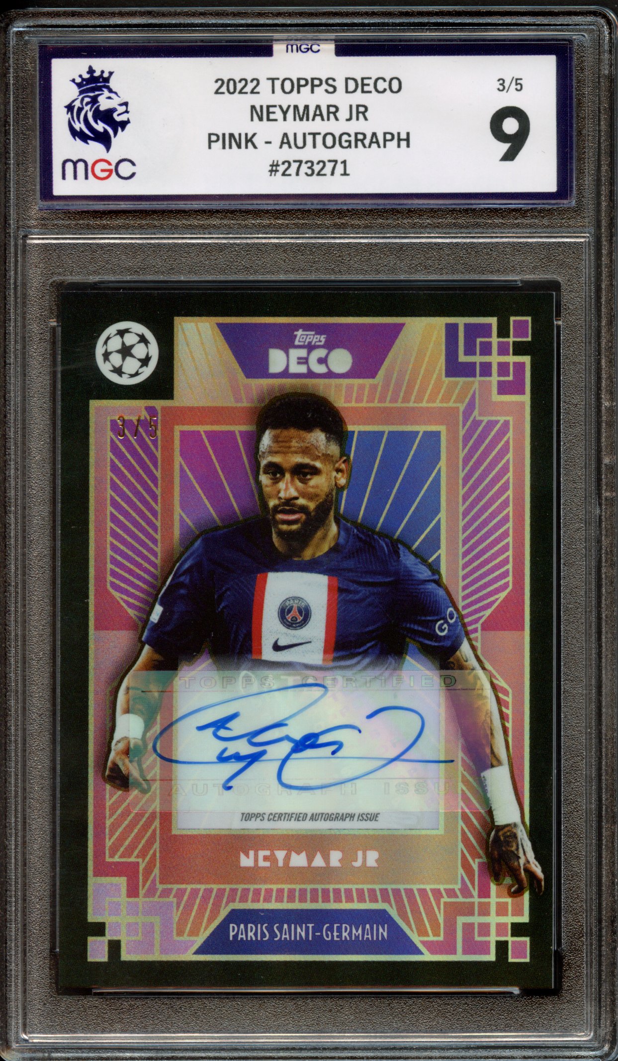 MGC 9 2022 Topps Deco Neymar Jr Pink Autograph 3/5