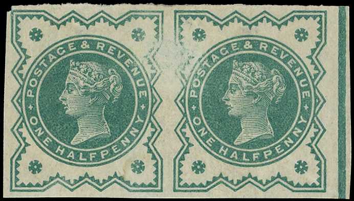 1900 ½d blue-green imperforate pair, large...