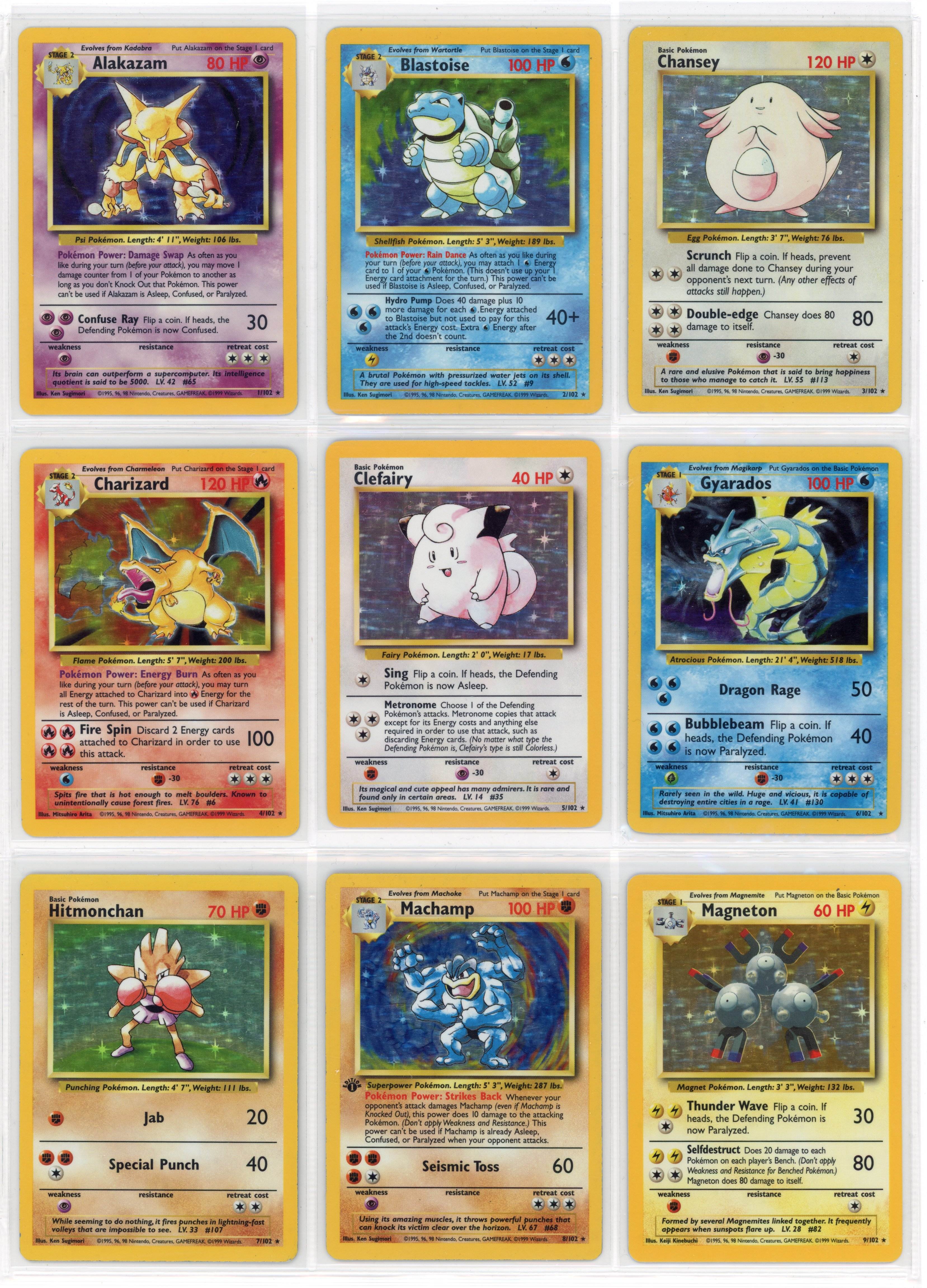 Base Set Holos Full Set 16/16 - Avg. Condition MP-LP