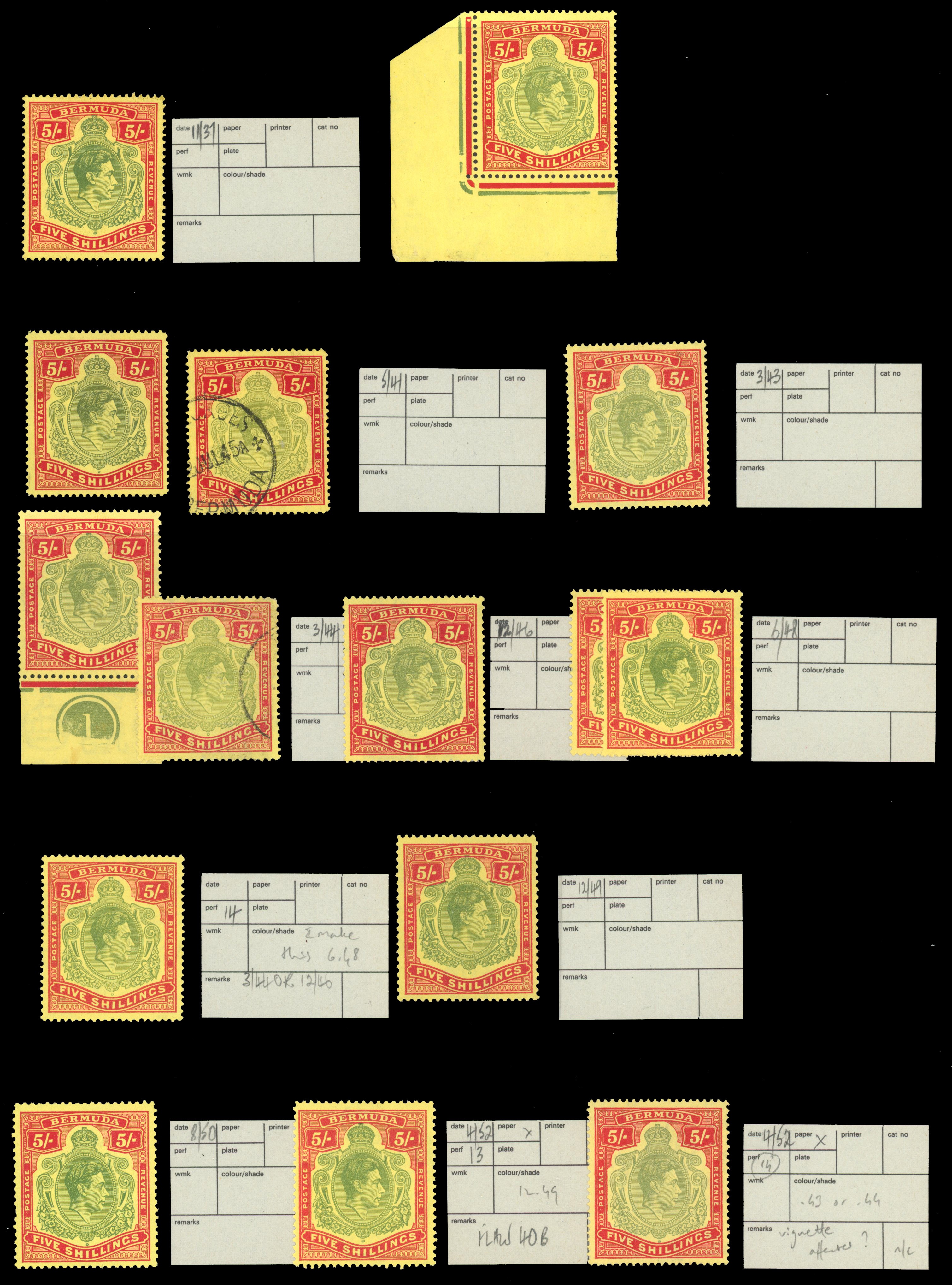Bermuda SG 118-b, d-f reference collection mint
