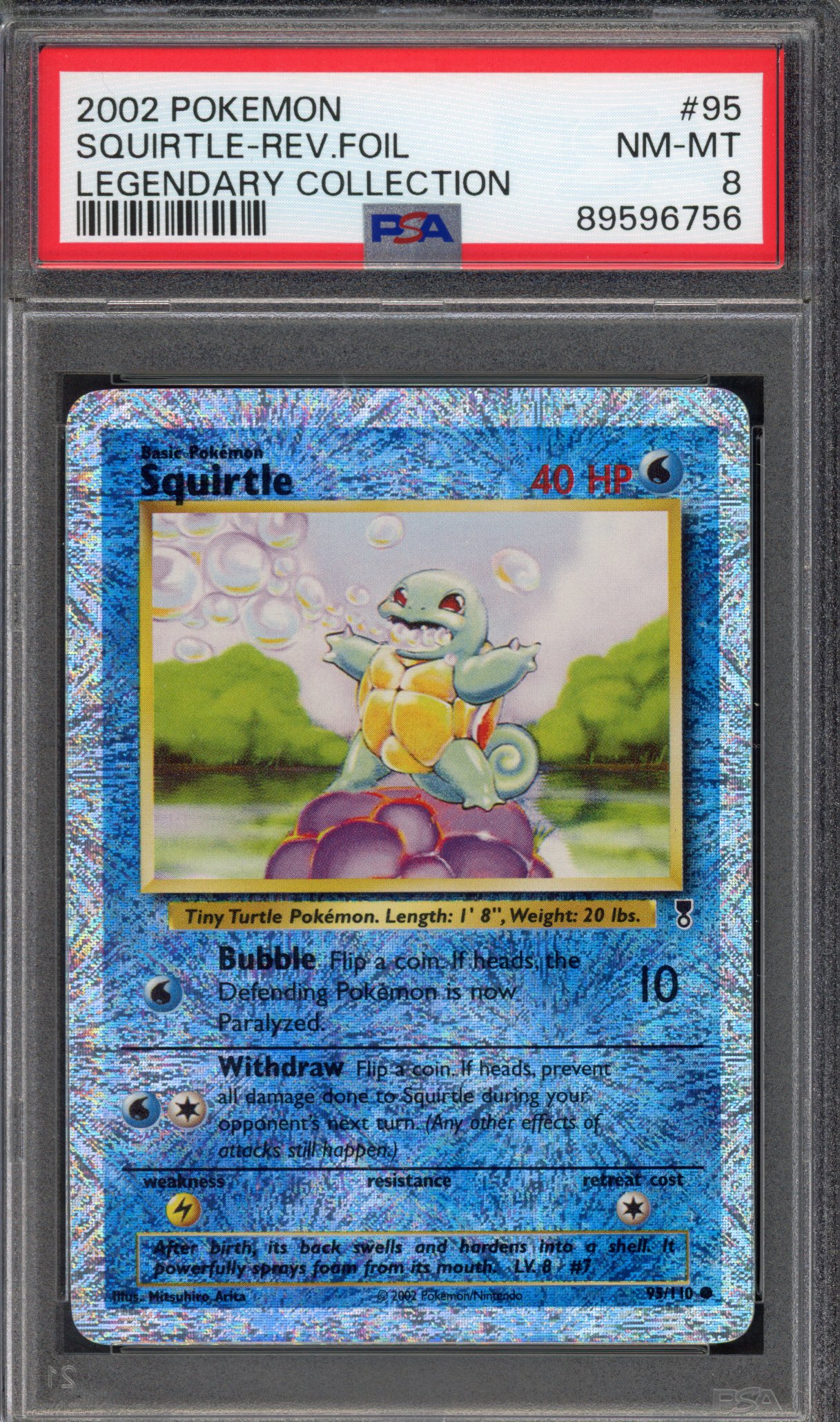 Pokémon TCG PSA 8 Squirtle 95 Reverse Foil, Legendary Collection 