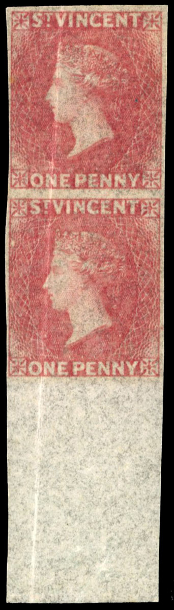 Saint Vincent 1862 SG 1b 1d imperf pair mint