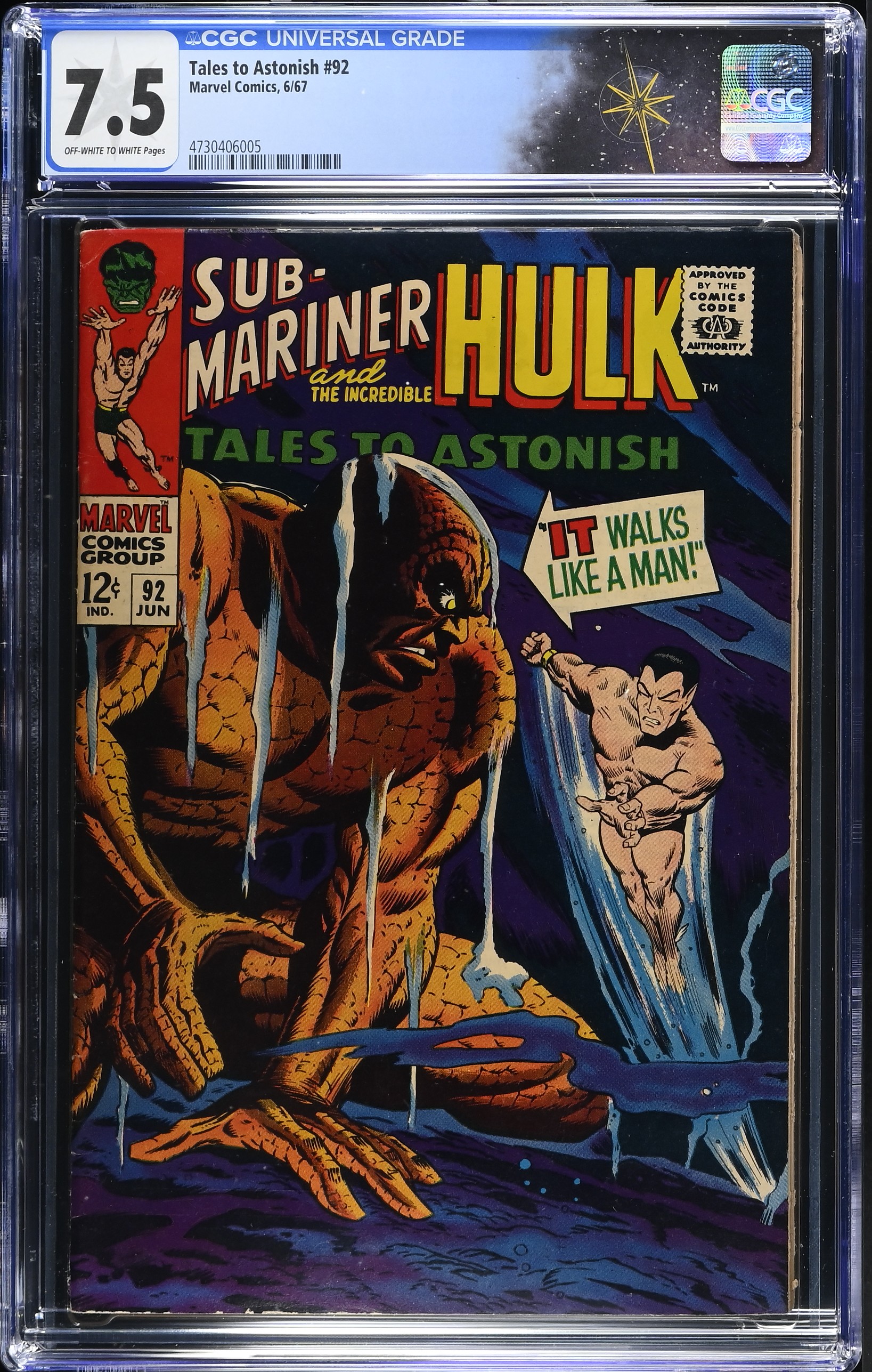 Tales to Astonish #92 CGC 7.5 Stan Lee Story & Dan Adkins Cover (Marvel Comics, 1967) Off-White to White Pages