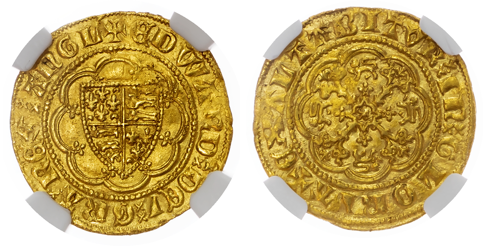 Edward III (1327-1377), Fourth Coinage, Treaty Period, Quarter-Noble, NGC MS62.