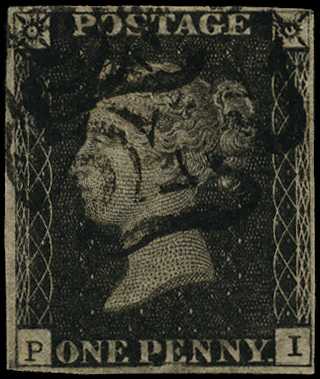 1840 1d black Plate XI (PI) in the...