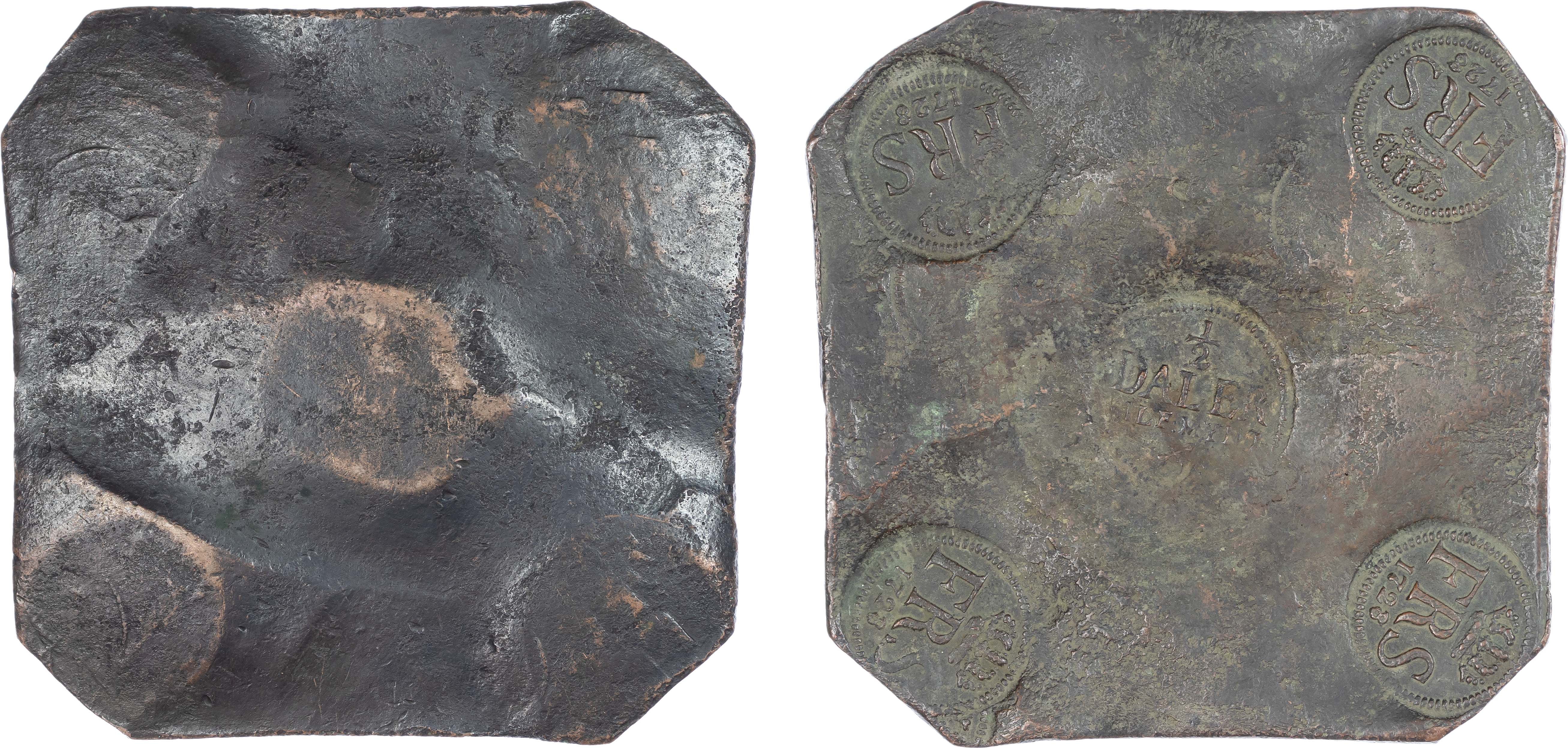 Sweden, Friedrich I (1720-1751), copper plate 1/2 Daler, 1728