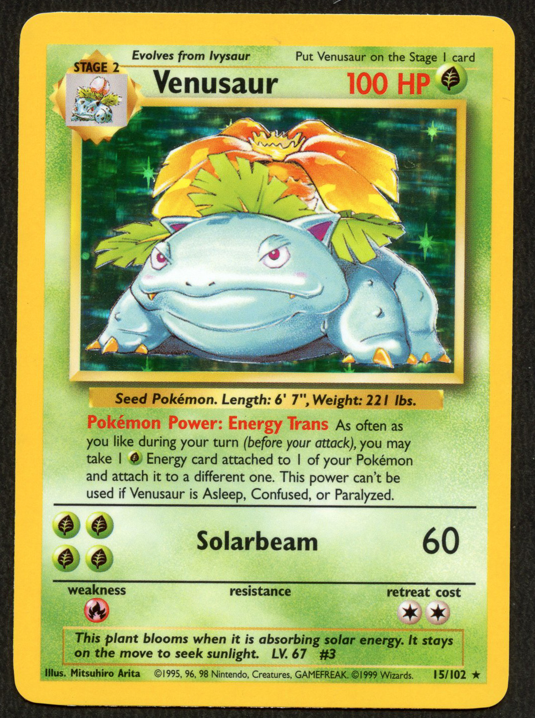 Venusaur Holo #15/102 - Base Set (Ungraded) - Light Play