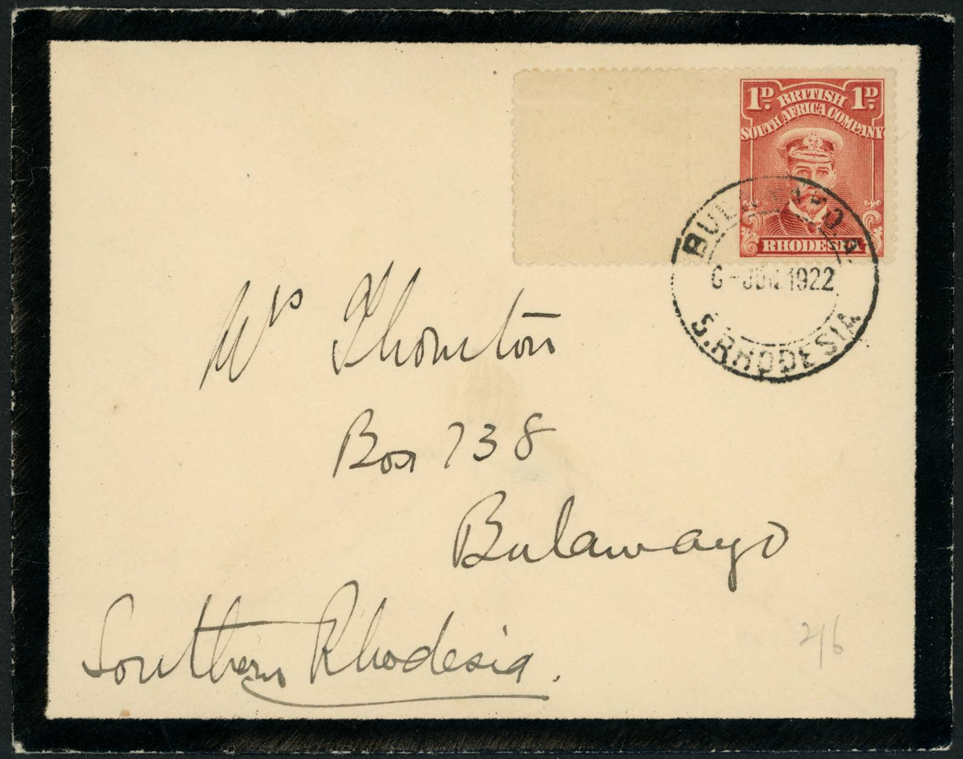 Usages. 1922 1d brown-red (SG 205) on...