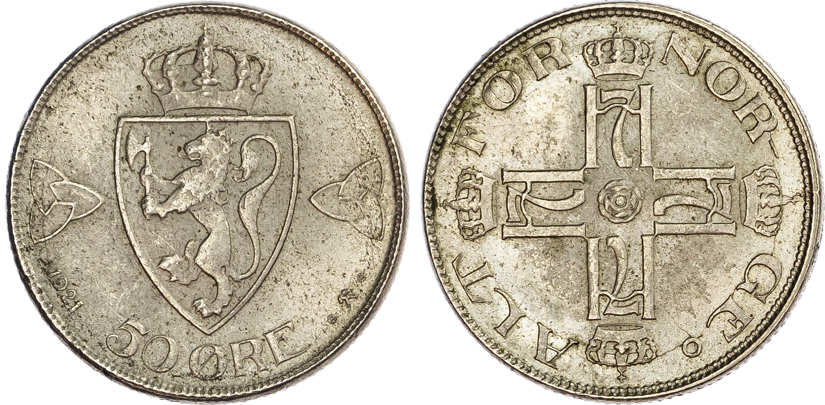 Norway. Haakon VII Cu Ni 50 Øre. 1921. 