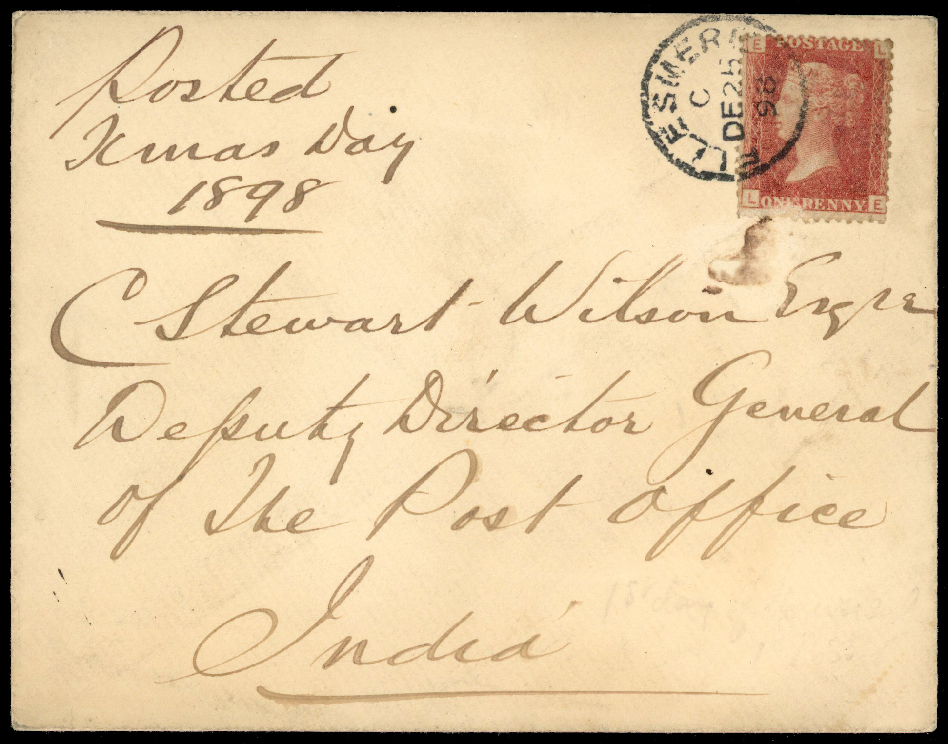 1898 Imperial Penny Post. Very fine cover to India