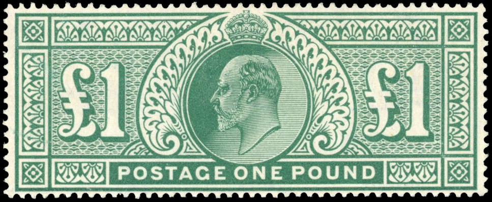 GB SG 266 1902 £1 dull blue-green, fine unmounted mint
