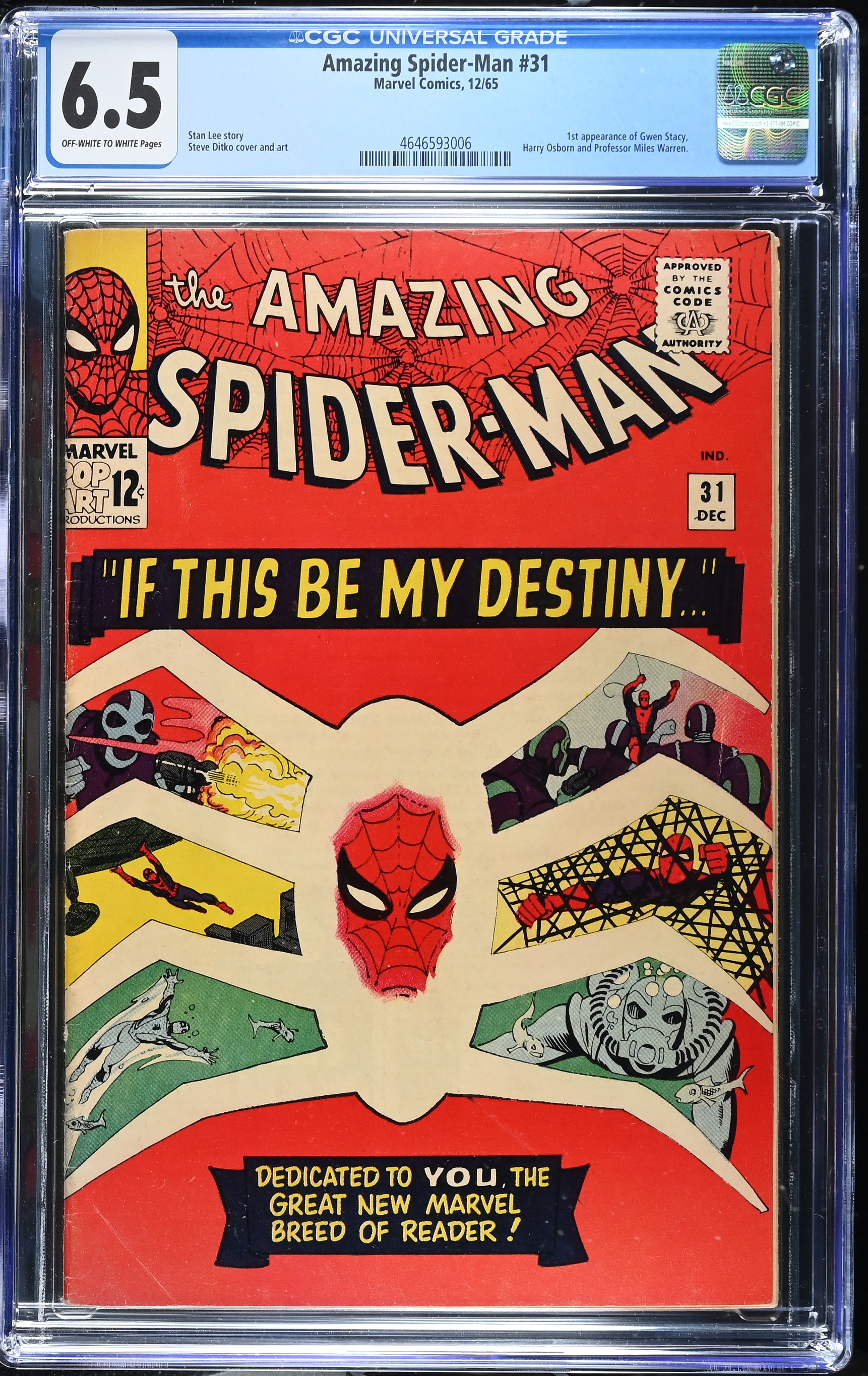 Amazing Spider-Man #31 (Marvel Comics 1965 First) CGC 6.5 First Gwen Stacy 