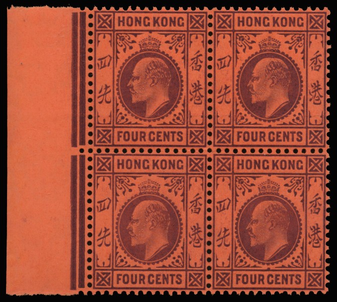 1904-06 4c purple/red, wmk MCA, chalk-surfaced paper, left...