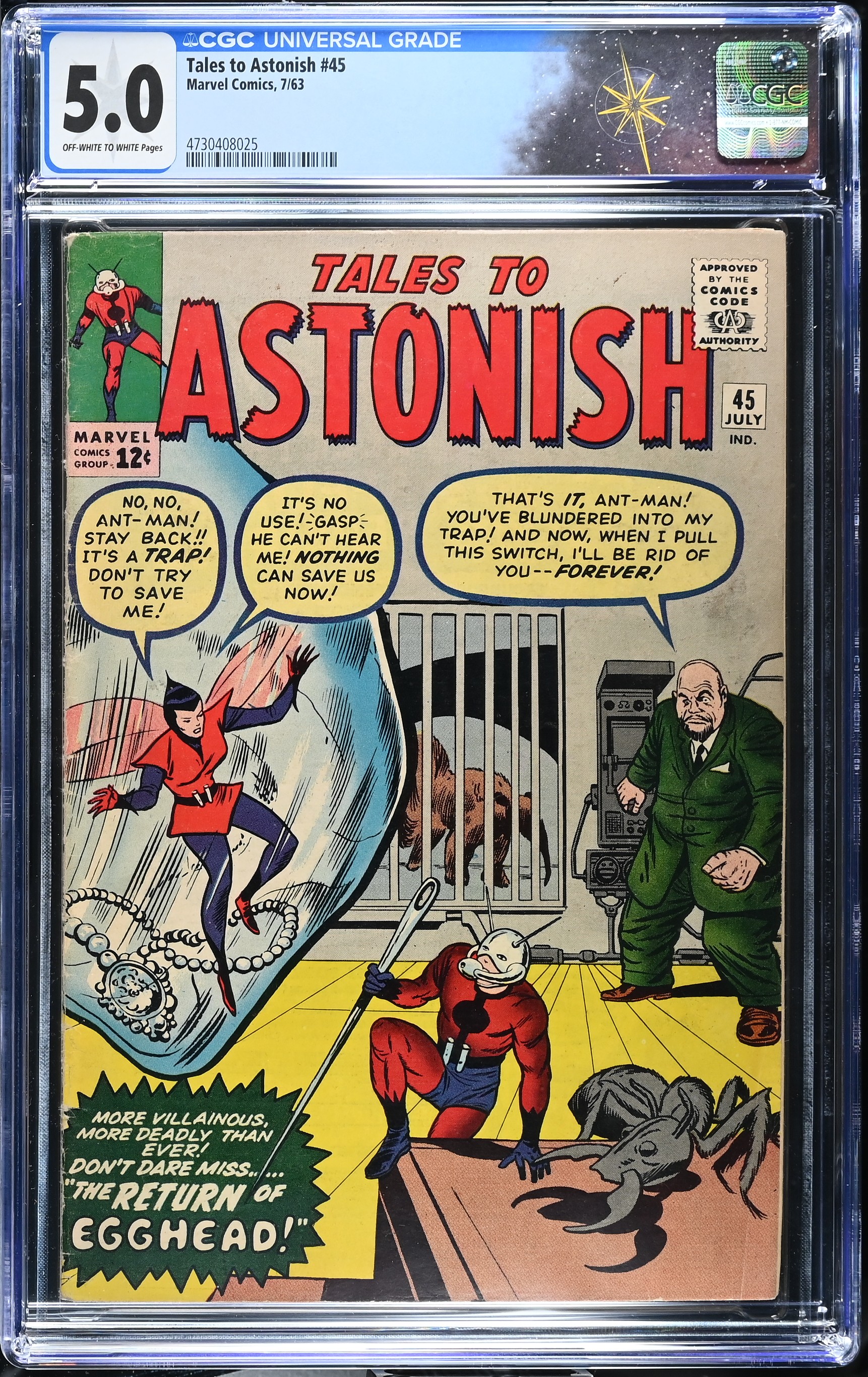 Tales to Astonish #45 CGC 5.0 2nd Appearance of the Wasp and Egghead (Marvel Comics, 1963) Off-White to White Pages